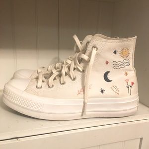 It’s Okay to Wander White Converse Platform Sneakers